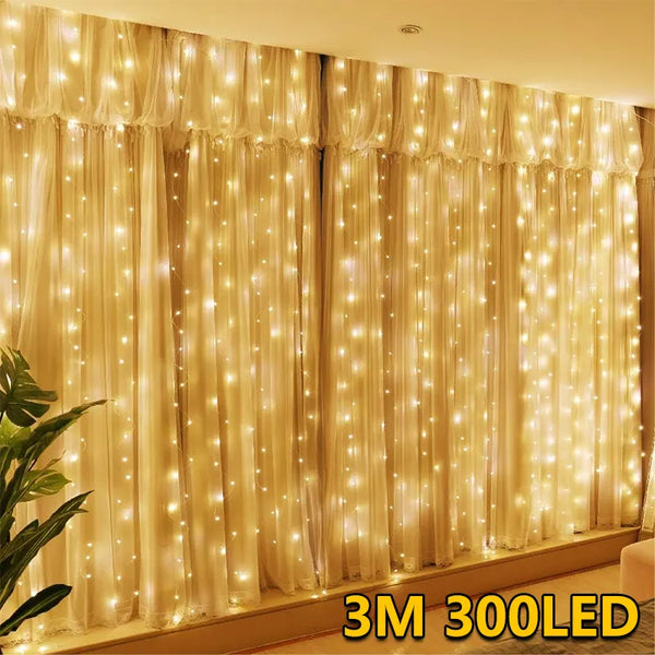 3M LED Lights String Fairy Decoration USB Holiday Curtain Garland Lamp 8 Mode For Home Garden Christmas Party New Year Wedding