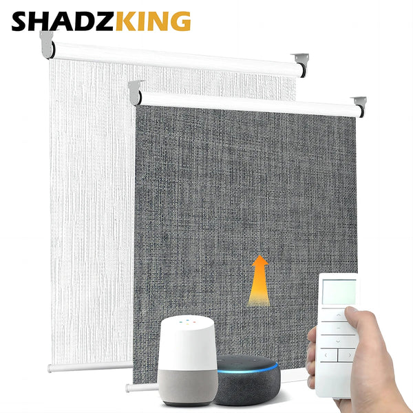 Shadzking Luxury Roller Blinds for Windows Motorized Electric Roller Shades Wifi Motor Alexa Google Window Blinds for Smart Home