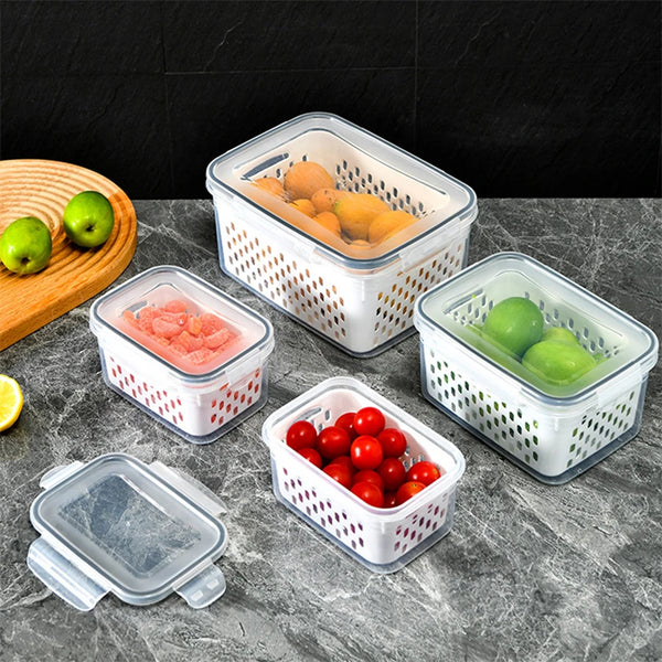 Caixa de armazenamento para geladeira, organizador de geladeira para vegetais e frutas frescas